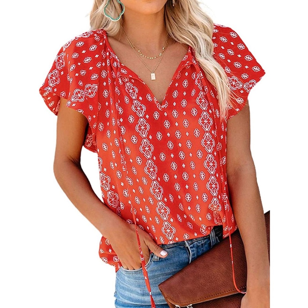 NWOT Women’s Short Sleeve Red Blouse